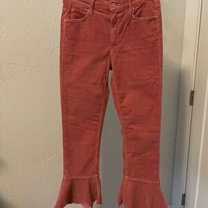 Mother.   Corduroy Flared  Ruffle Hem Pants